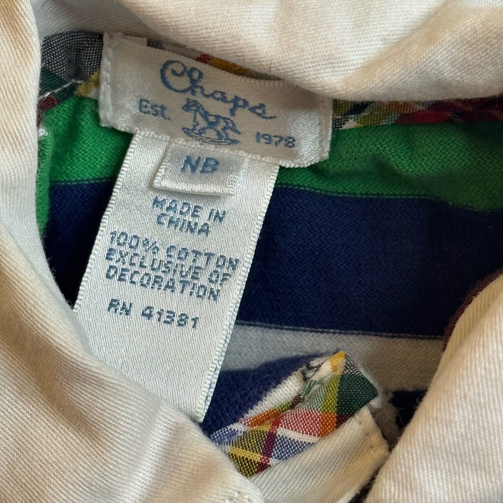 Chaps Green and Blue Striped Newborn (NB) Bodysuit One Piece (Onesie) - Picture 6 of 10